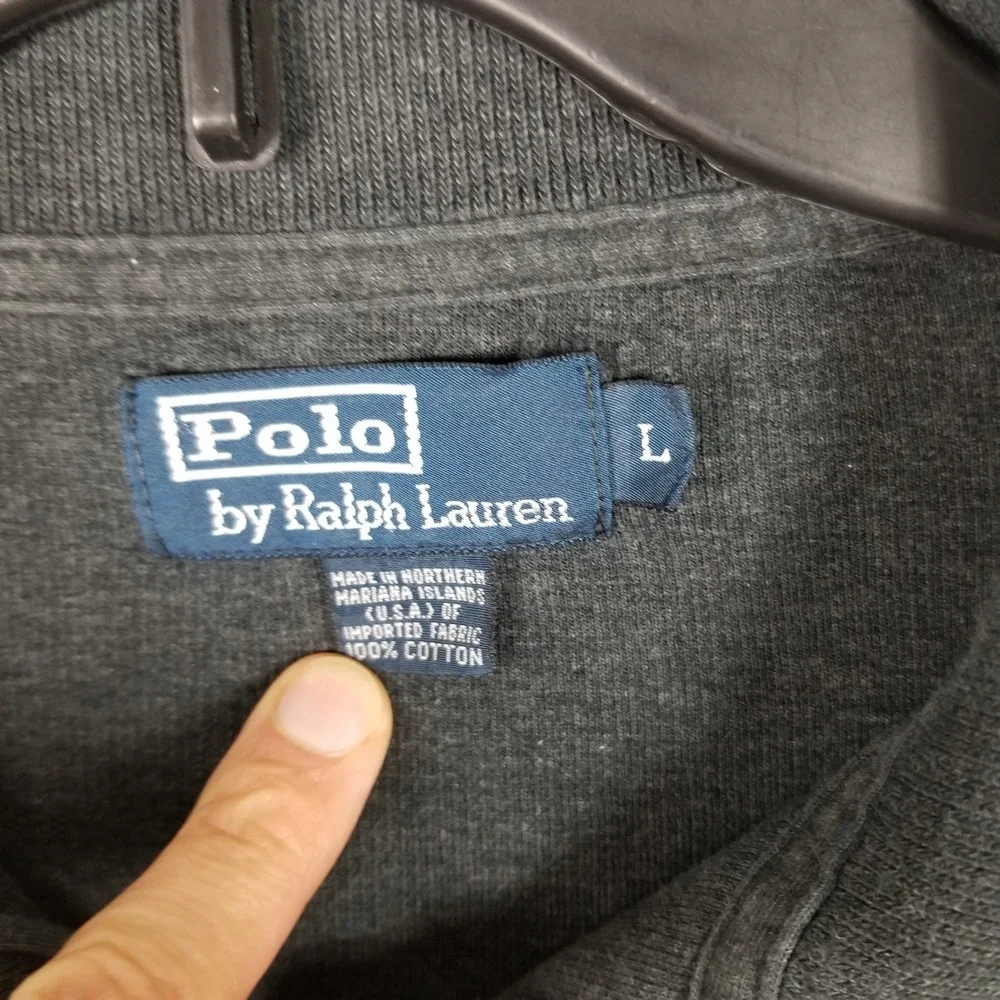 Polo Ralph Lauren Quarter-Zip Pullover Mens Large Charcoal Grey Cotton Sweater